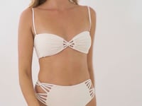 Load and play video in Gallery viewer, Video: Rio De Sol Set Set Malibu-Natural Bandeau-Iris High-Waist-Spin-Iris