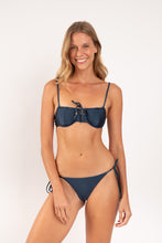 Load image into Gallery viewer, Model Front: Rio De Sol Set Set Shimmer-Shark Balconet-Tie Cheeky-Tie-Gold
