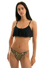 Load image into Gallery viewer, Model Front: Rio De Sol Bottom Bottom Leopardo Black Babado
