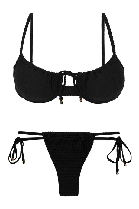 Product Front: Rio De Sol Set Set Dots-Black Balconet-Tie Pipa