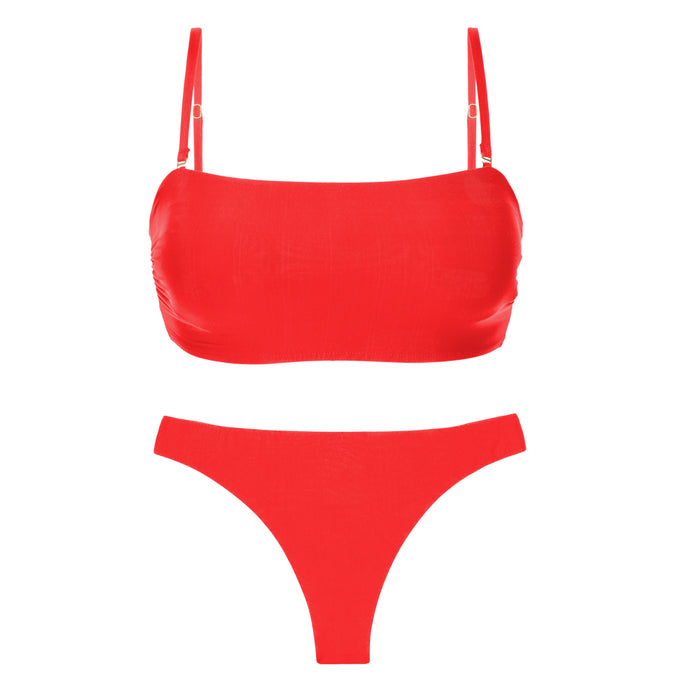 Product Front: Rio De Sol Set Set Rouge Bandeau-Reto Nice-Fio