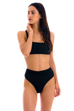 Load image into Gallery viewer, Model Front: Rio De Sol Set Set St-Tpz-Black Reto Hotpant-High
